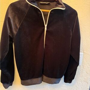 Y2K Vintage B’Real Black Velvet Long Sleeved Jacket White Accents Women’s Sz M